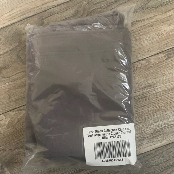 NWT LISA RINNA CHIC ASYMMETRIC CHARCOAL ZIP VEST LARGE - Picture 10 of 11